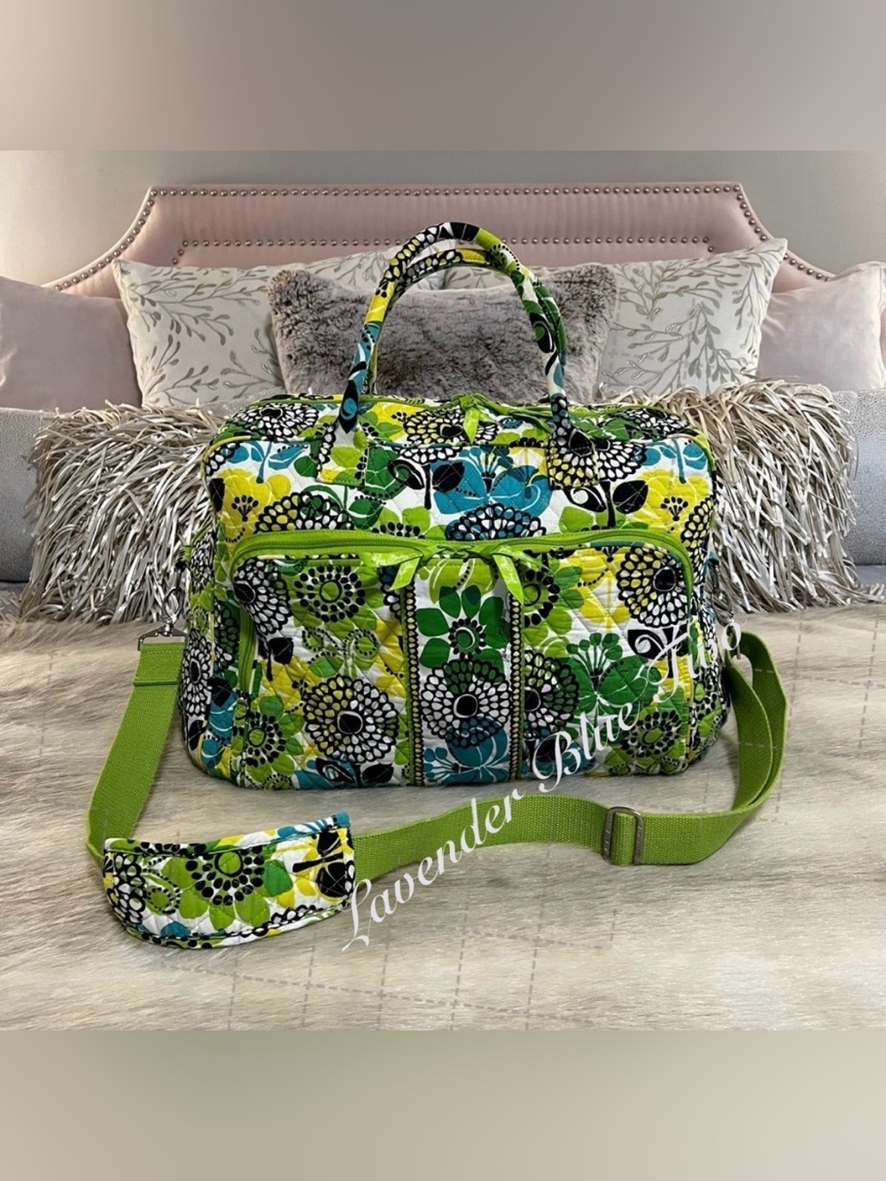 VERA BRADLEY Limes Up 2012 Weekender Trolly Bag Lightweight Yellow Green Floral